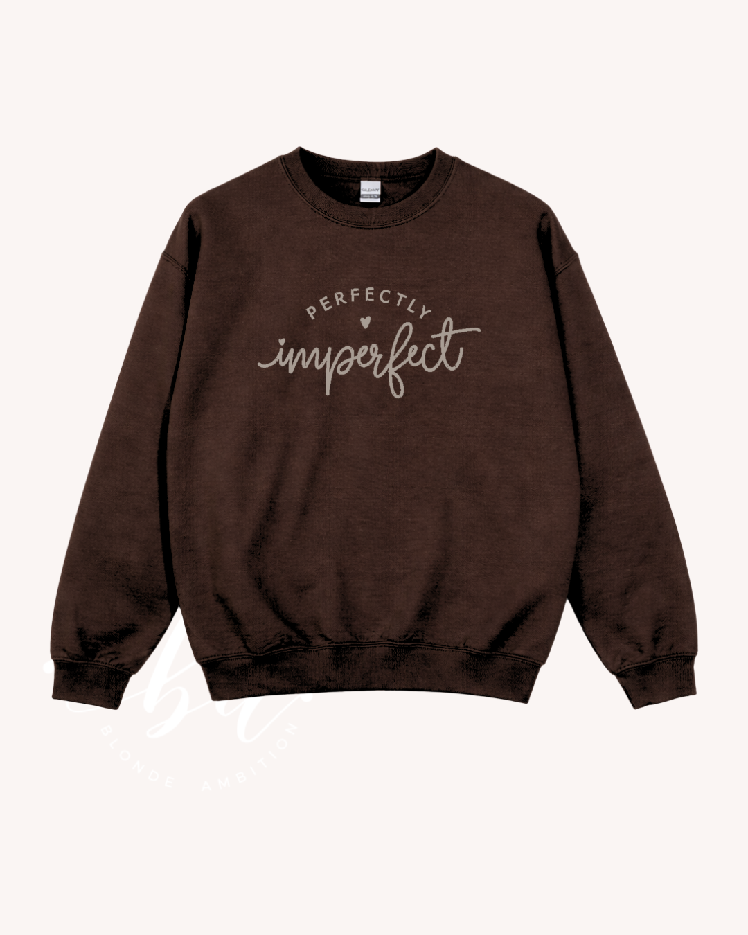 Perfectly Imperfect Embroidered Classic Crew Neck Sweater