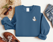 Embroidered Ghost with Pumpkin & Cat Classic Crew Neck Sweater