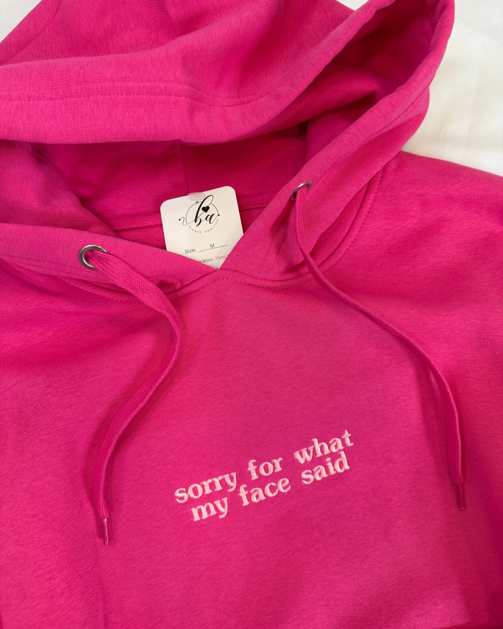 Sorry For What My Face Said Embroidered Ultra Soft Hoodie