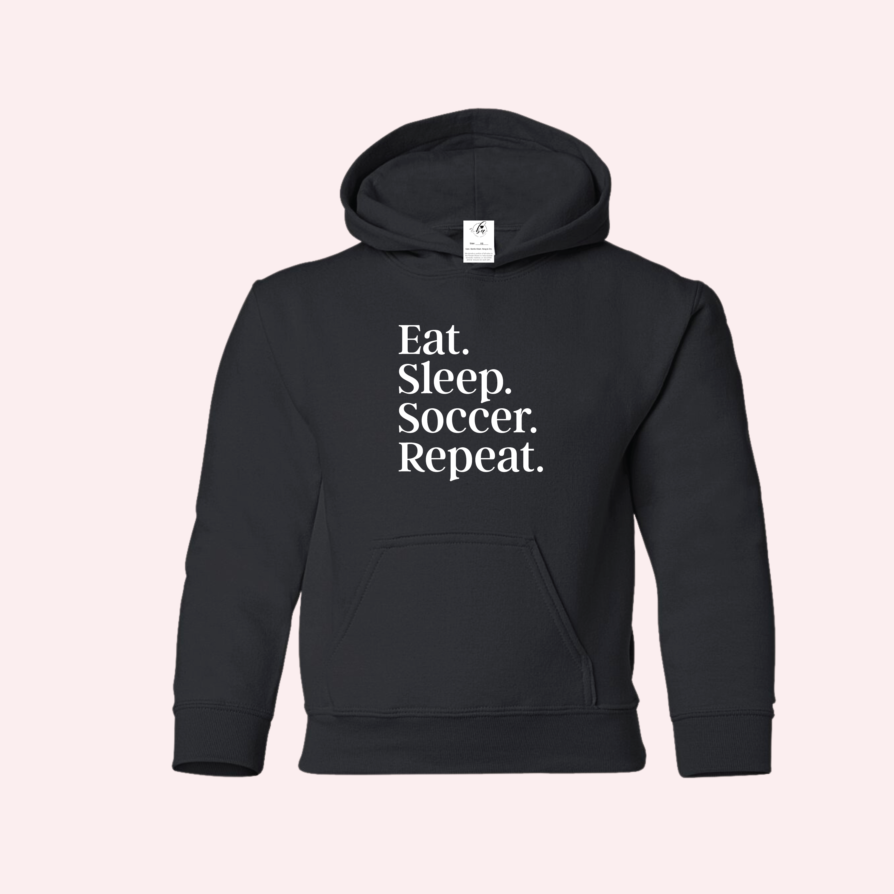 Eat. Sleep. Custom Repeat. CLASSIC Hoodie YOUTH M Black w White Font