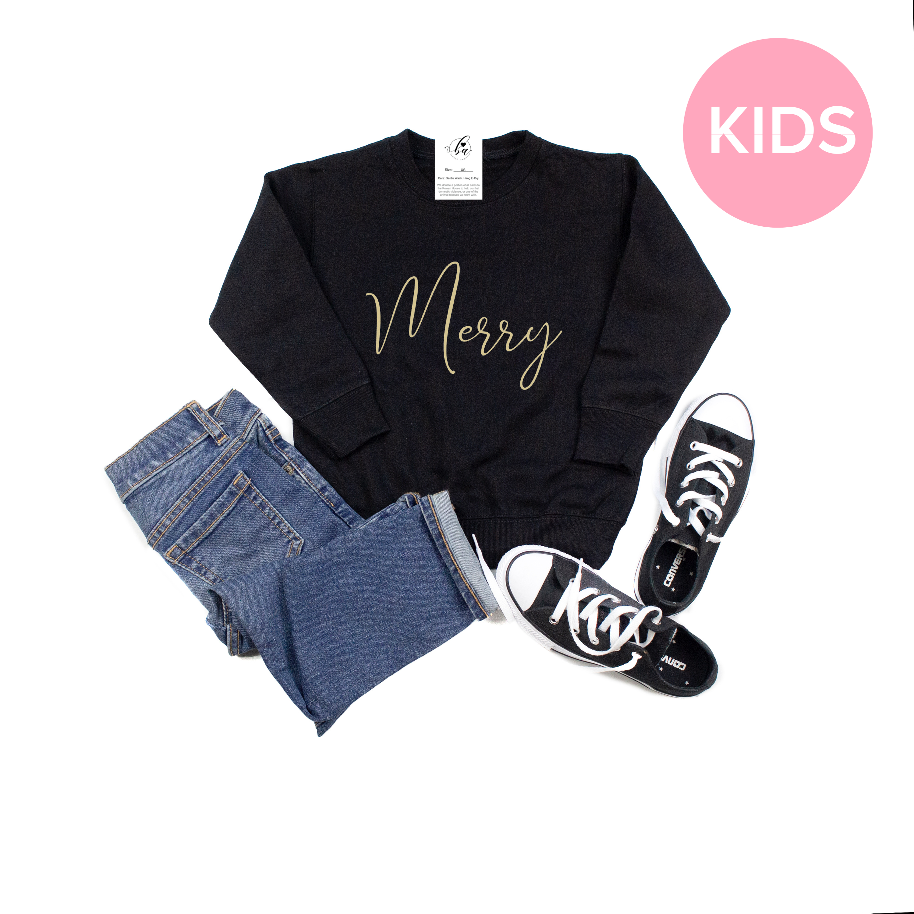 Merry Youth Crew Neck Sweater - Black