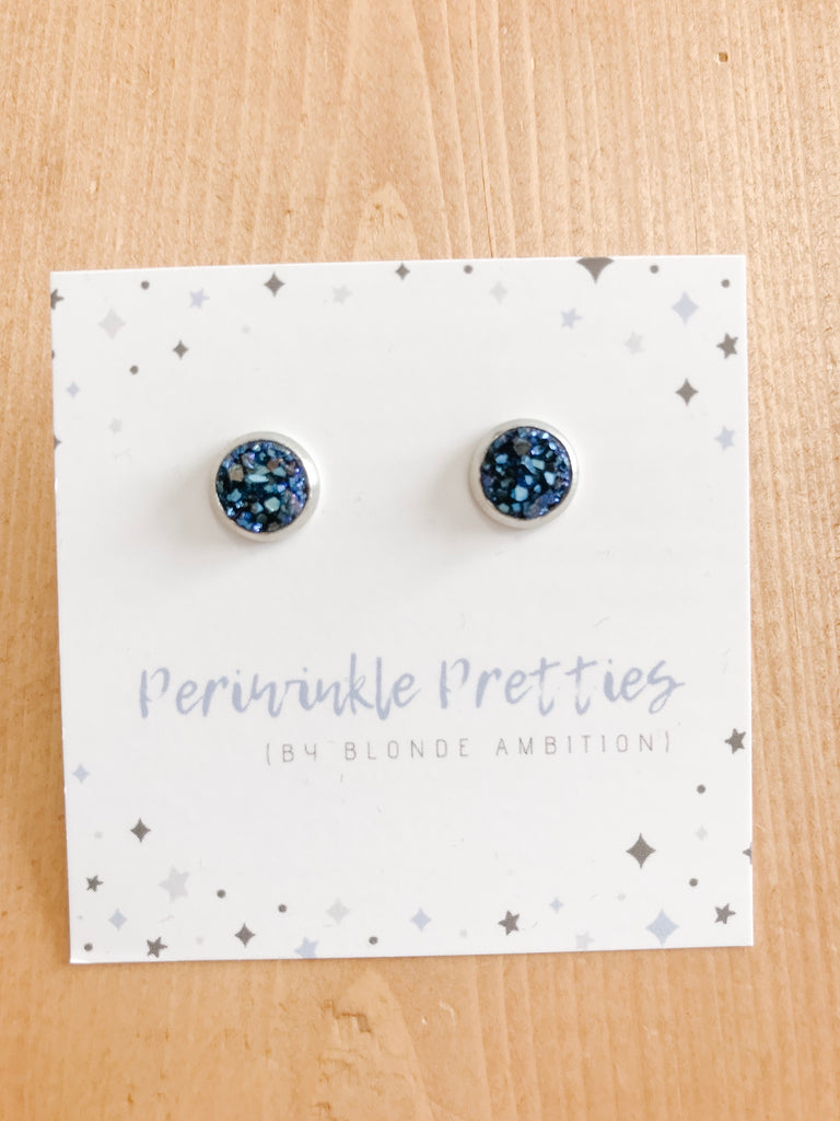8mm Towering Twinkle Earrings - Navy #8 - Blonde Ambition