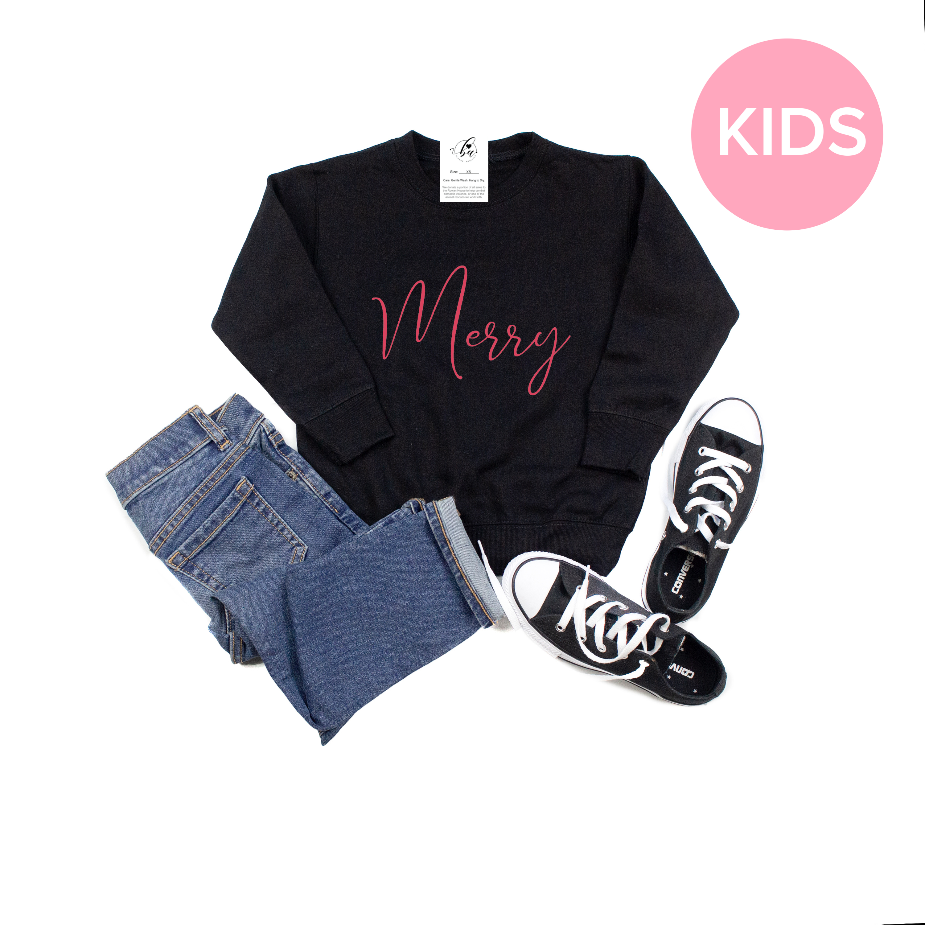 Merry Youth Crew Neck Sweater - Black