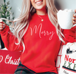 Merry {Script} Classic Crew Sweaters