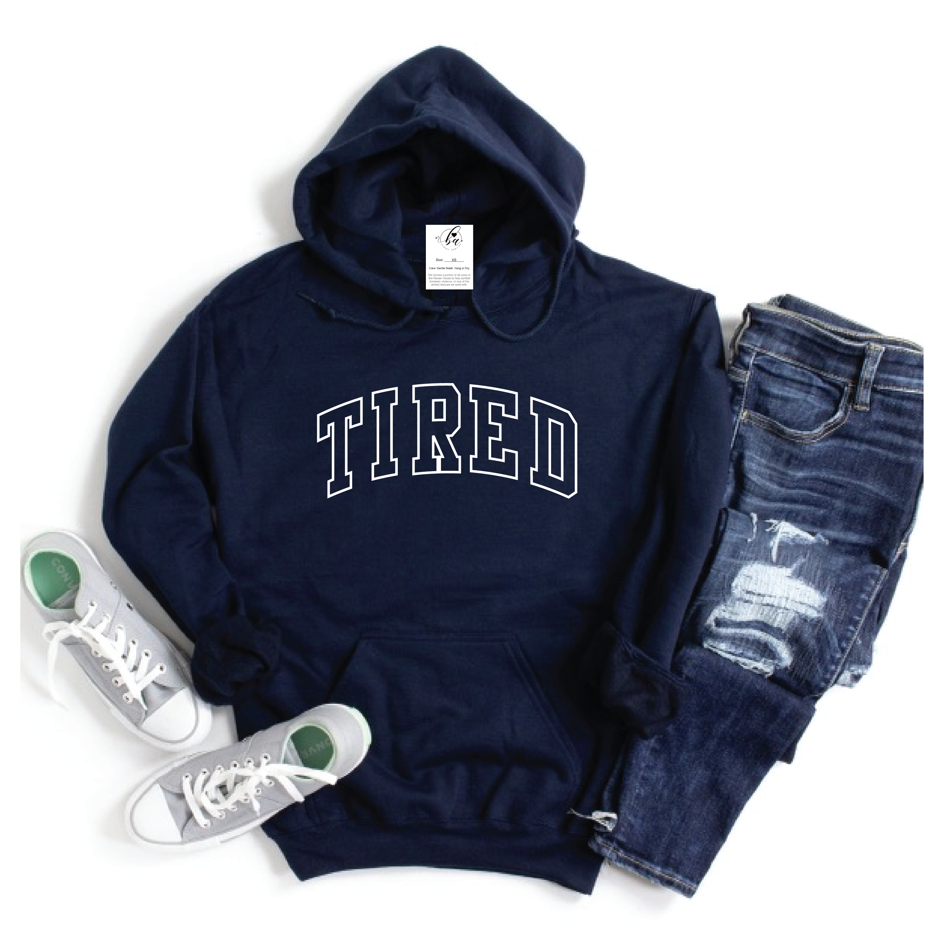 Tired {VARSITY} Cozy Hoodie