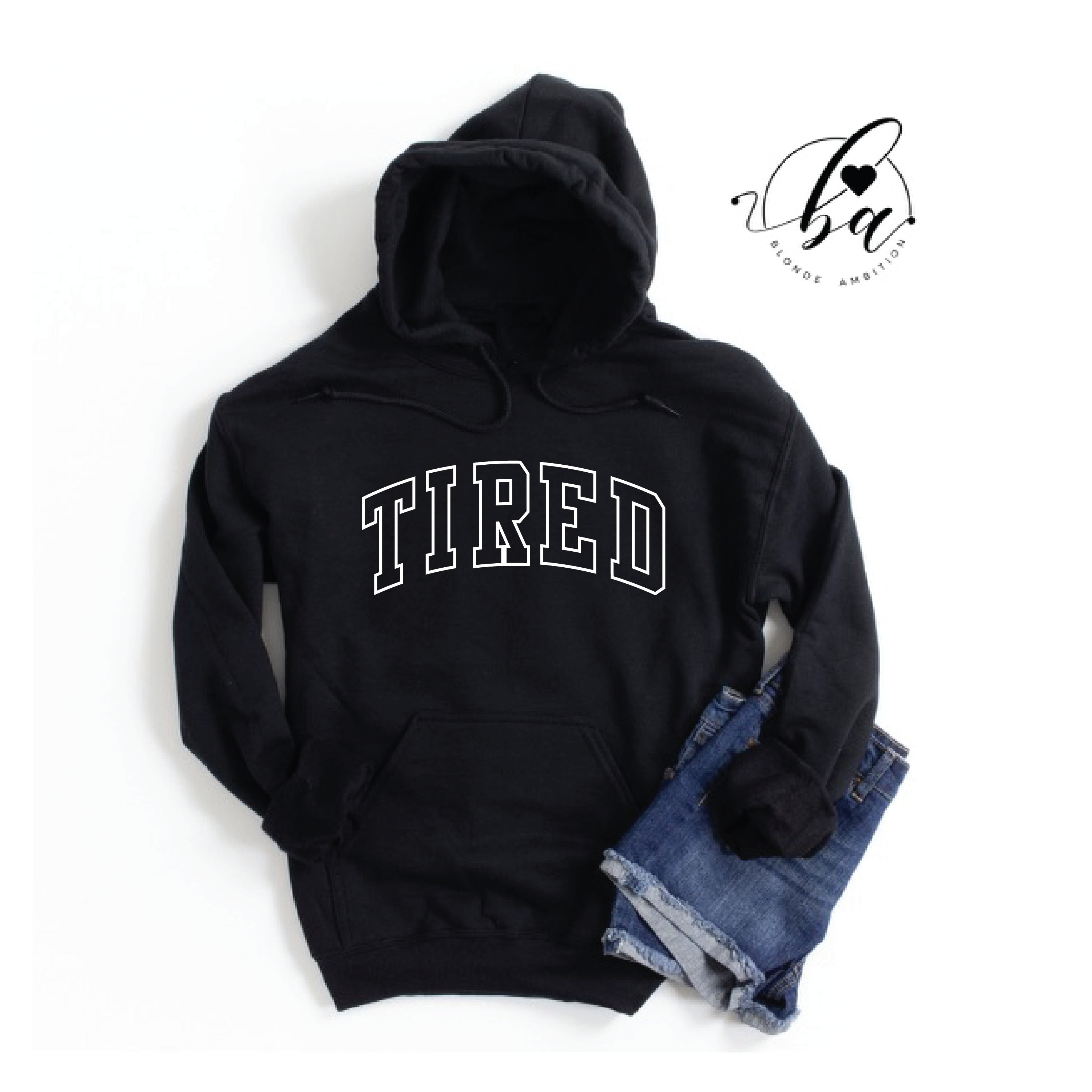 Tired {VARSITY} Cozy Hoodie
